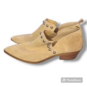 Rebecca Minkoff Tan Suede Studded Leather Booties